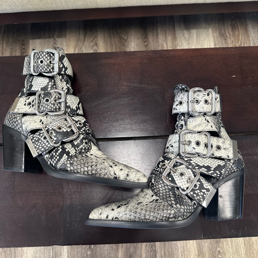 Jeffrey Campbell Pointed Python-Print Buckle Boot… - image 3